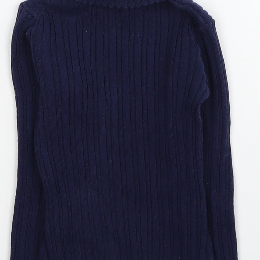 Nutmeg Girls Blue Roll Neck Cotton Pullover Jumper Size 2-3 Years Pullover