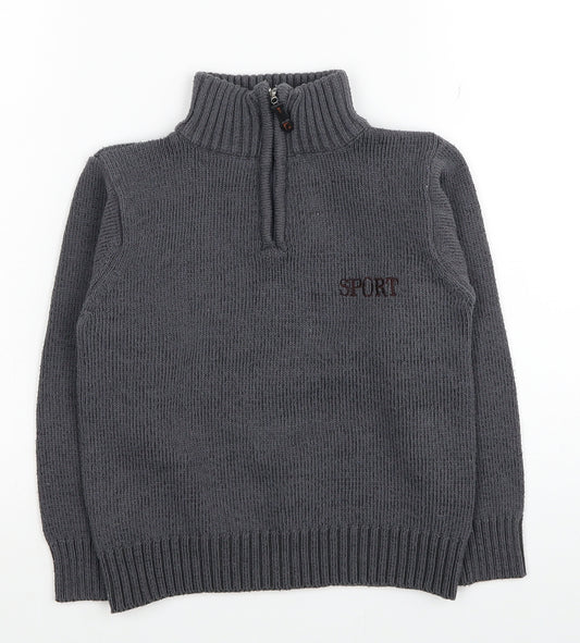 Jinsetongnian Boys Grey Acrylic Pullover Sweatshirt Size 6 Years Pullover - Sport