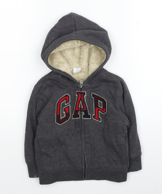 Gap Boys Grey Cotton Full Zip Hoodie Size 2 Years Zip