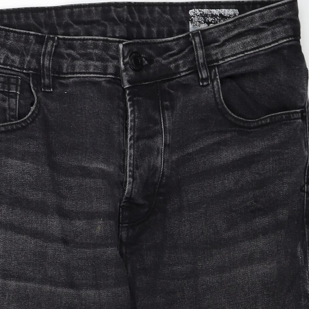 Denim & Co. Mens Black Cotton Bermuda Shorts Size 32 in Regular Zip