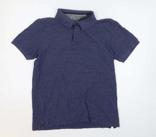 Marks and Spencer Mens Blue 100% Cotton Polo Size M Collared Button