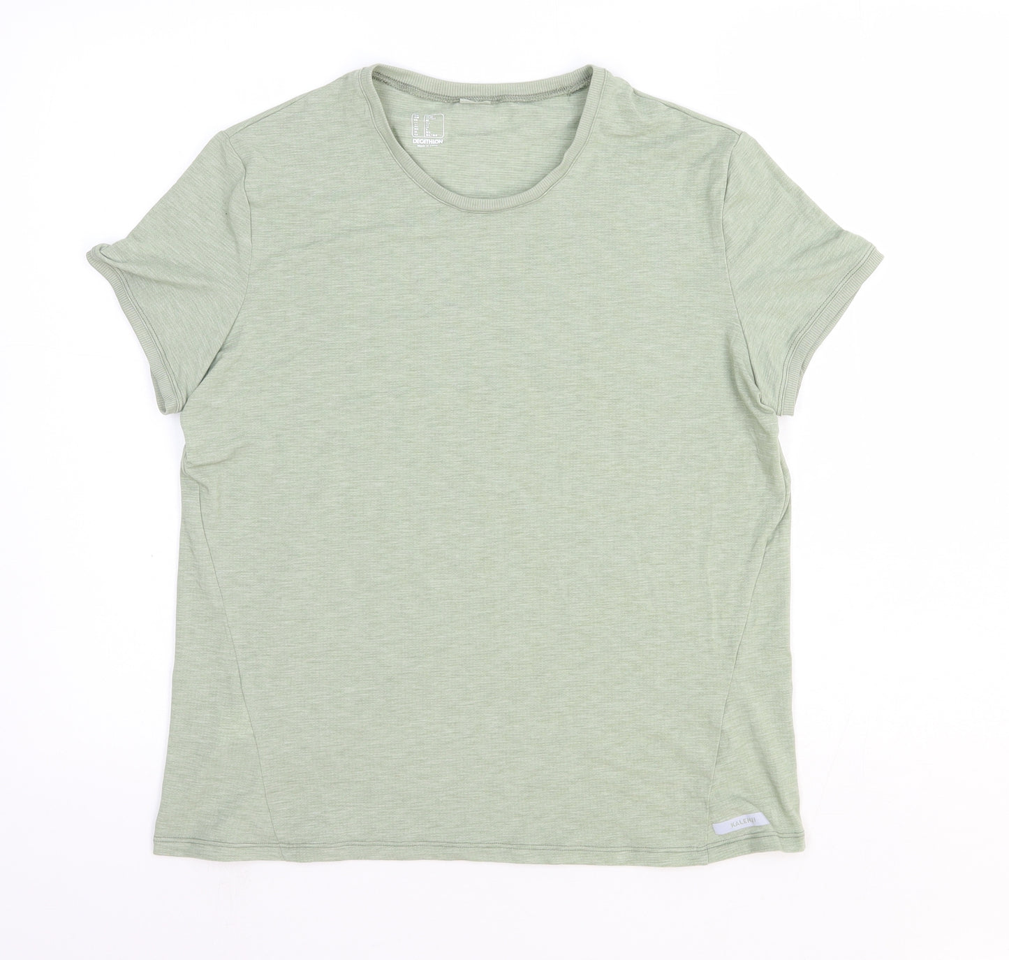 DECATHLON Womens Green Polyester Basic T-Shirt Size 14 Round Neck Pullover