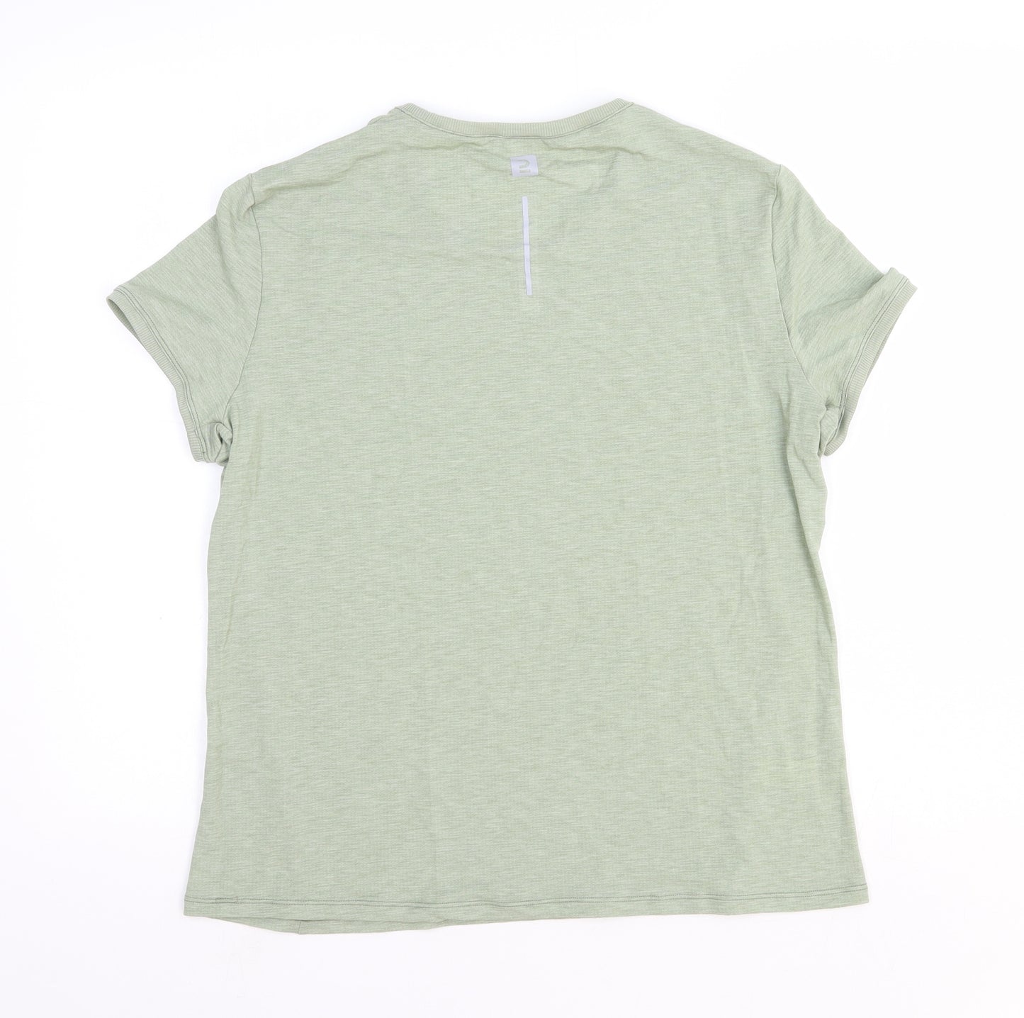 DECATHLON Womens Green Polyester Basic T-Shirt Size 14 Round Neck Pullover