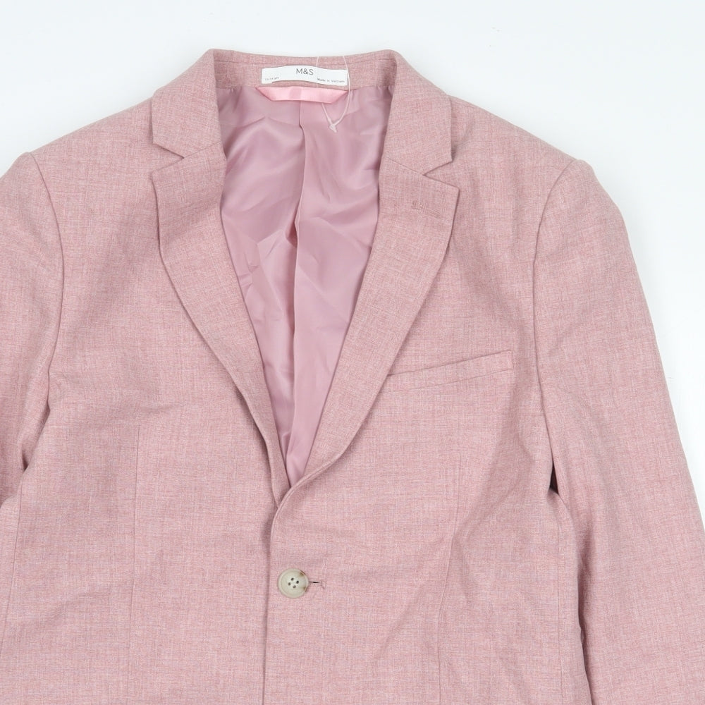 Marks and Spencer Boys Pink Jacket Size 13-14 Years Button