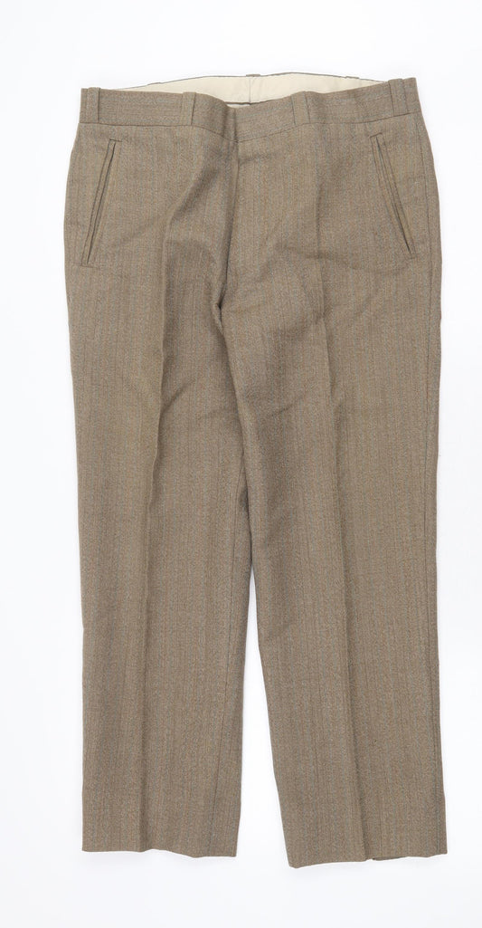 La Mode Mens Brown Polyester Trousers Size 32 in Regular Zip