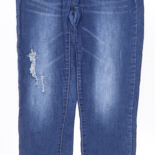 WAX JEAN Womens Blue Cotton Straight Jeans Size M Regular Zip