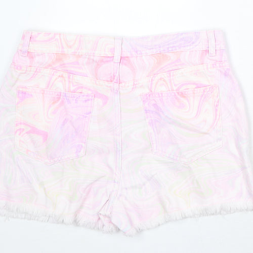 Marks and Spencer Girls Multicoloured Geometric Cotton Mom Shorts Size 12-13 Years Regular Zip