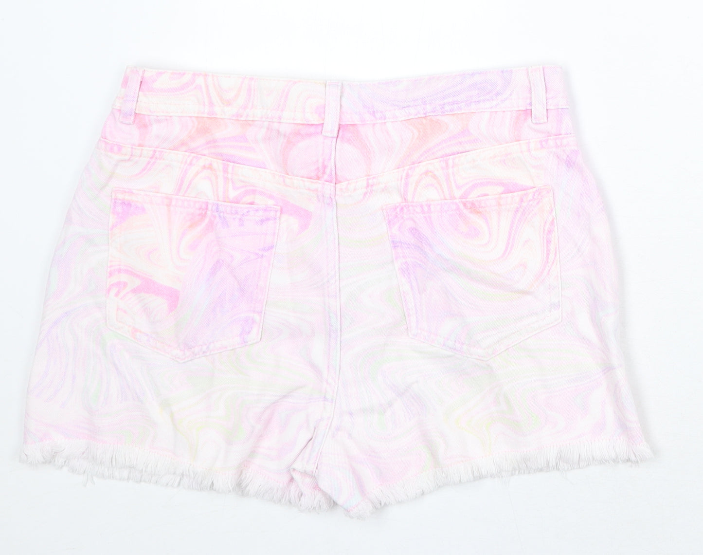 Marks and Spencer Girls Multicoloured Geometric Cotton Mom Shorts Size 12-13 Years Regular Zip