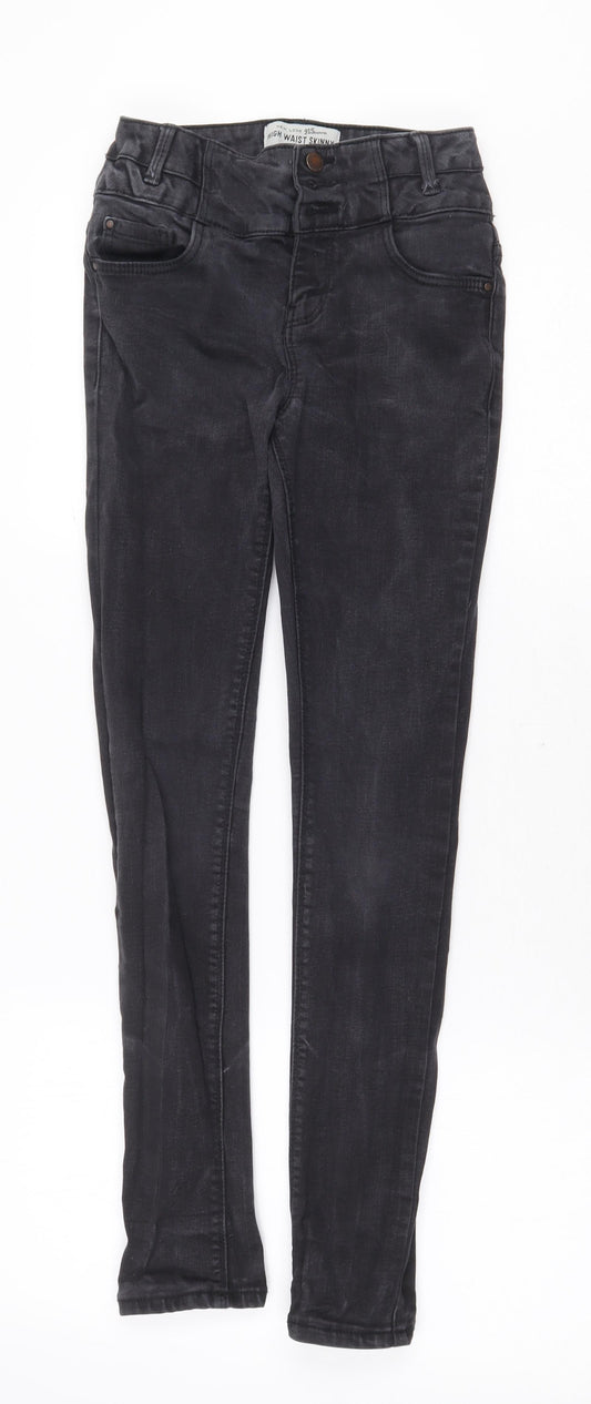 New Look Girls Black Cotton Skinny Jeans Size 10-11 Years Regular Zip