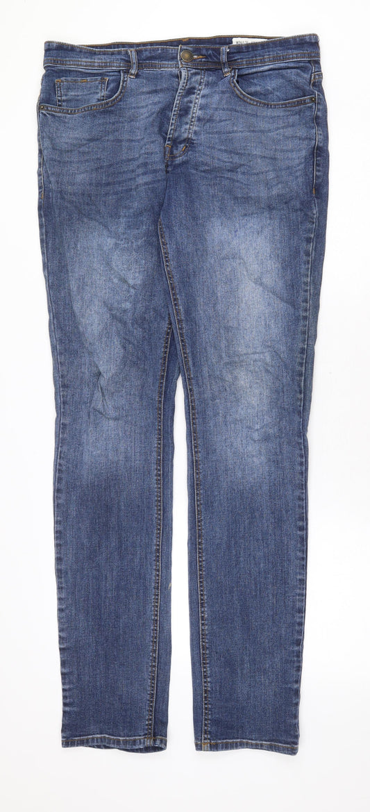 Denim & Co. Mens Blue Cotton Skinny Jeans Size 34 in Regular Zip
