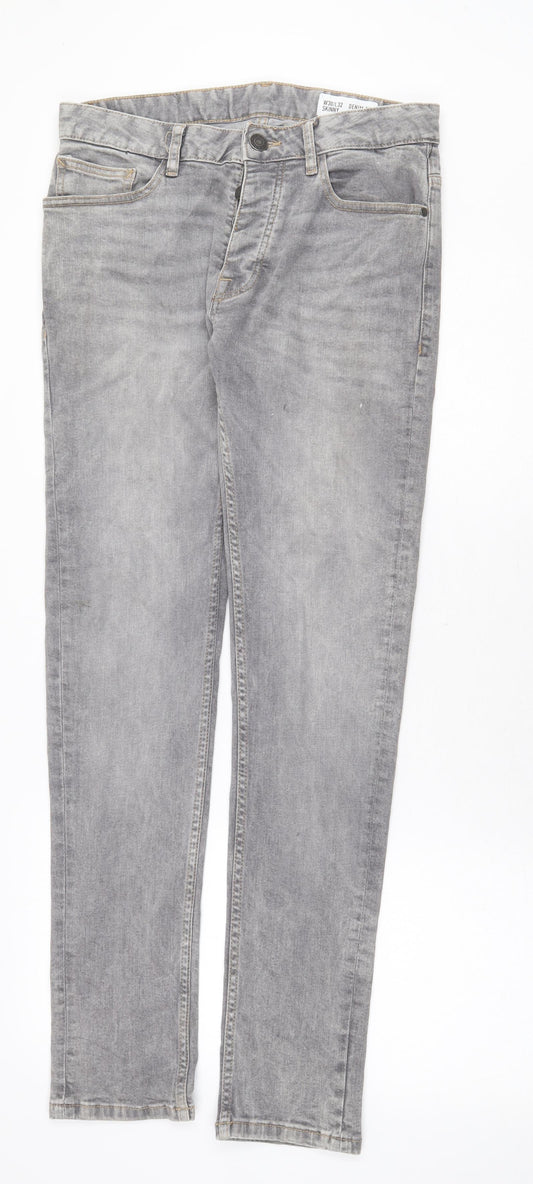 Denim & Co. Mens Grey Cotton Skinny Jeans Size 30 in Regular Zip