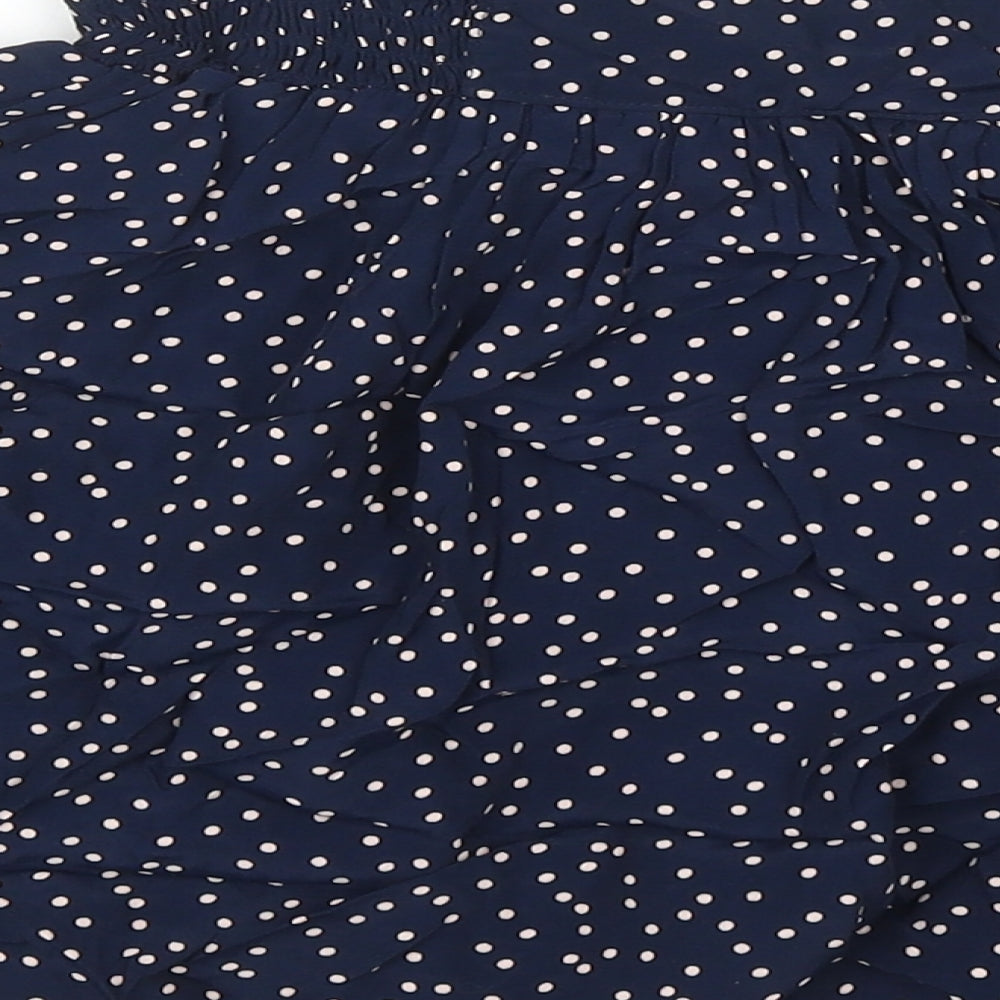 Garage Womens Blue Polka Dot Viscose Mini Skirt Size S Button