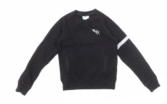 Preworn Boys Black Cotton Pullover Sweatshirt Size 7-8 Years Pullover