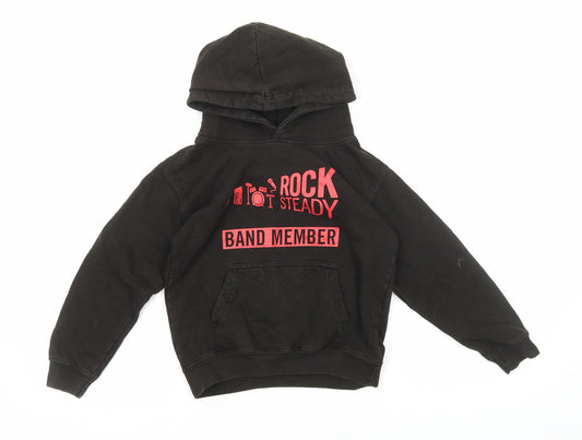 Just Hoods Boys Black Cotton Pullover Hoodie Size 7-8 Years Pullover - Stock Steady