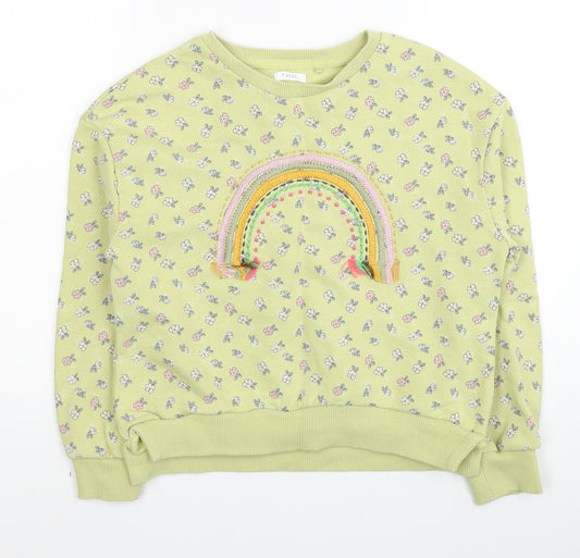 NEXT Girls Green Geometric Cotton Pullover Sweatshirt Size 9 Years Pullover - Rainbow