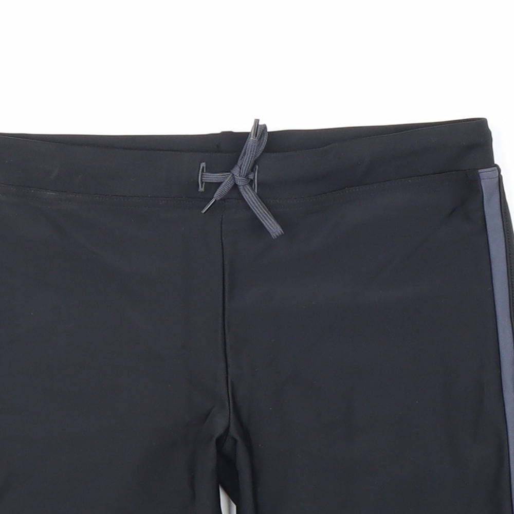 Marks and Spencer Boys Black Polyester Compression Shorts Size 7-8 Years Athletic Tie