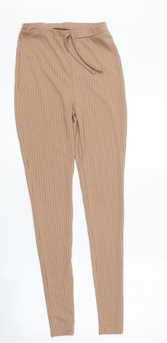 Nasty Gal Womens Brown Polyester Capri Leggings Size 8 - Ribbed Tie Front
