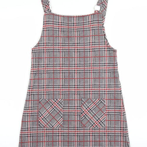 George Girls Multicoloured Plaid Polyester Pinafore/Dungaree Dress Size 12-13 Years Square Neck Pullover