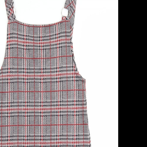 George Girls Multicoloured Plaid Polyester Pinafore/Dungaree Dress Size 12-13 Years Square Neck Pullover