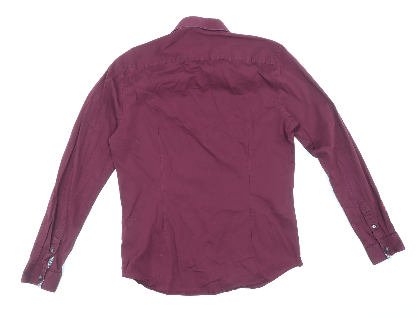 Burton Mens Purple Cotton Dress Shirt Size M Collared Buckle