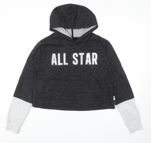 Converse Girls Black Cotton Pullover Hoodie Size XL Pullover - All Star