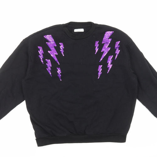 Primark Girls Black Cotton Pullover Sweatshirt Size 12-13 Years Pullover - Lightning Bolt