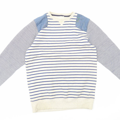 Matalan Boys Blue Striped Cotton Pullover Sweatshirt Size 12-13 Years Pullover