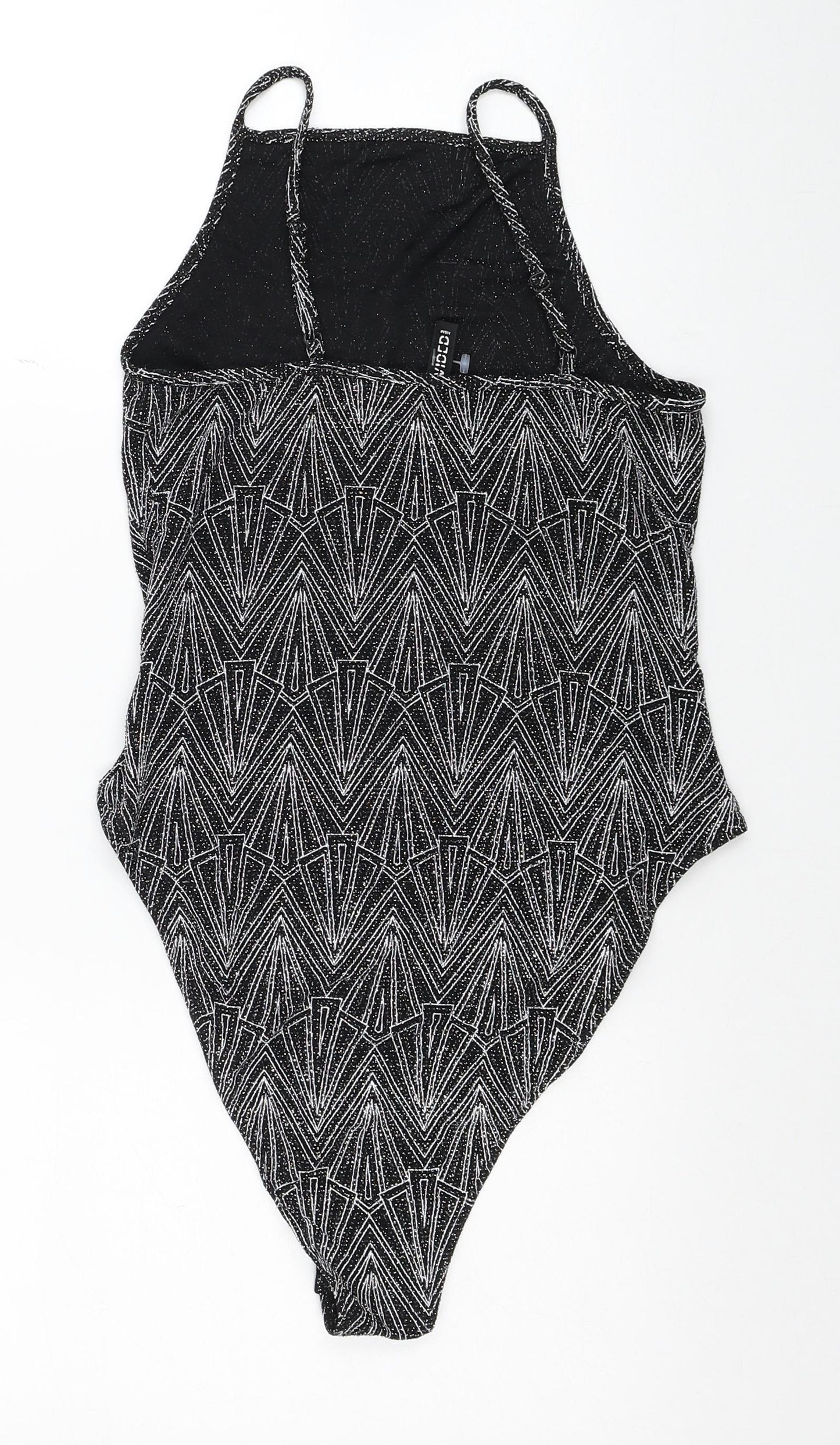 Divided by H&M Womens Black Geometric Polyester Bodysuit One-Piece Size M Snap