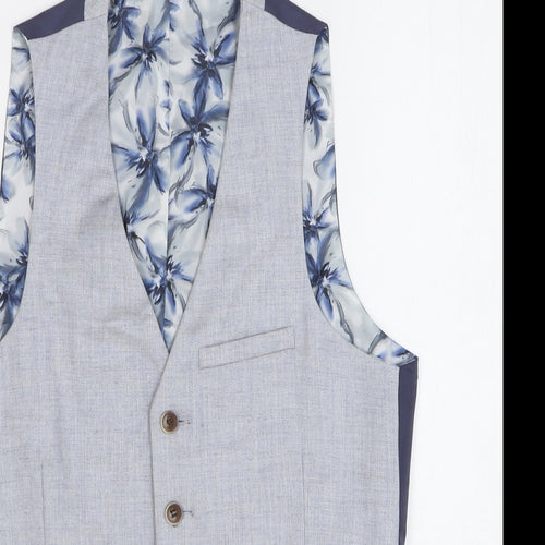 Harry Brown Mens Blue Geometric Polyester Tuxedo Suit Waistcoat Size 36