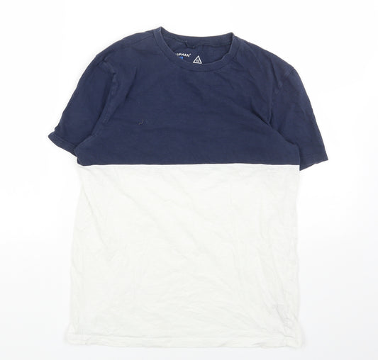 Topman Mens Multicoloured Colourblock Cotton T-Shirt Size XS Round Neck