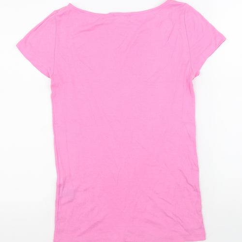 Ralph Lauren Womens Pink Cotton Basic T-Shirt Size M Boat Neck