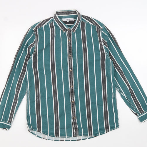 Loom Mens Multicoloured Striped Cotton Button-Up Size S Collared Button