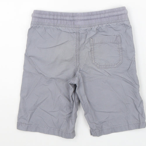 Marks and Spencer Boys Grey 100% Cotton Bermuda Shorts Size 5-6 Years Regular Drawstring