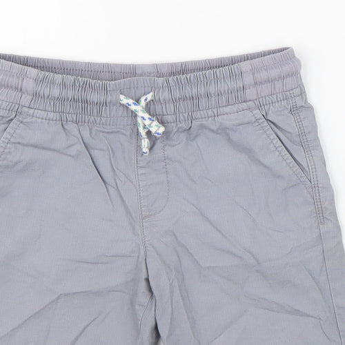 Marks and Spencer Boys Grey 100% Cotton Bermuda Shorts Size 5-6 Years Regular Drawstring