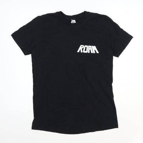 Gildan Mens Black Polyester T-Shirt Size M Round Neck