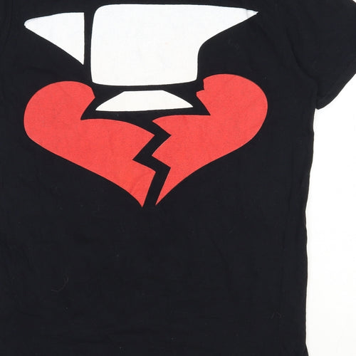Gildan Mens Black Polyester T-Shirt Size M Round Neck