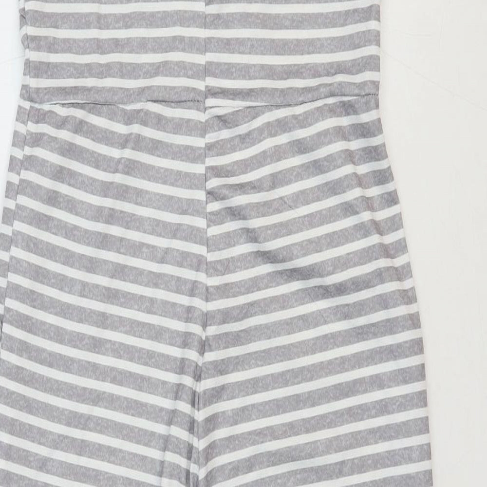 Preworn Womens Grey Striped Polyester Playsuit One-Piece Size S Zip