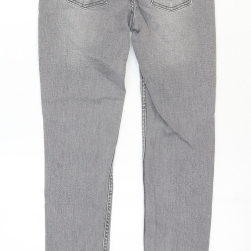 Denim & Co. Girls Grey Cotton Skinny Jeans Size 11-12 Years Slim Zip