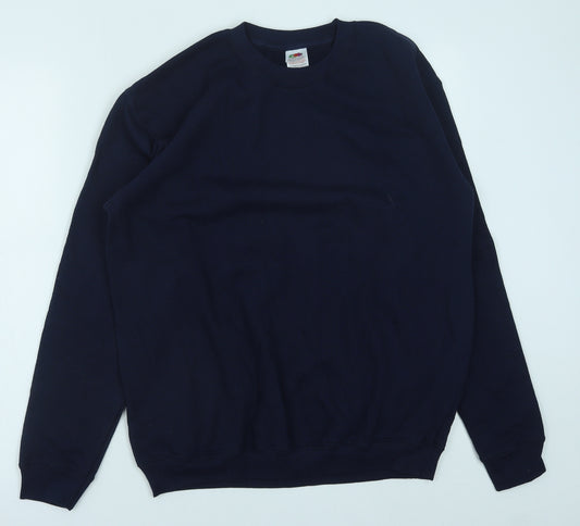 Fruit of the Loom Boys Blue Cotton Pullover Sweatshirt Size 14-15 Years Pullover