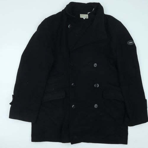 Peter Werth Womens Black Pea Coat Coat Size L Button