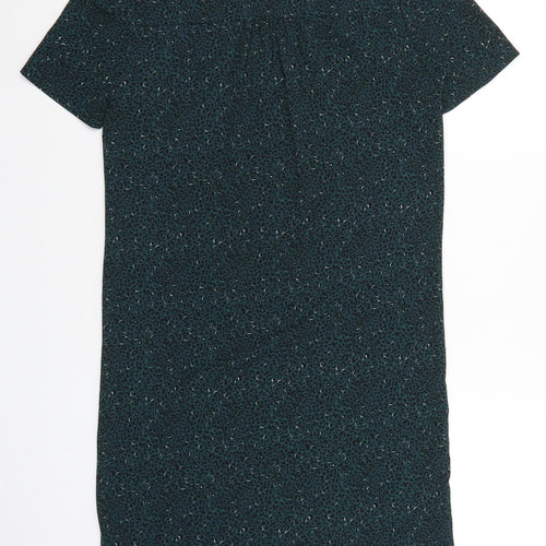 IKKS Womens Green Animal Print Polyester T-Shirt Dress Size 34 V-Neck Pullover