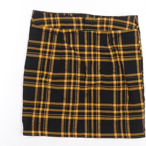 New Look Girls Yellow Plaid Viscose A-Line Skirt Size 10 Years Regular Zip