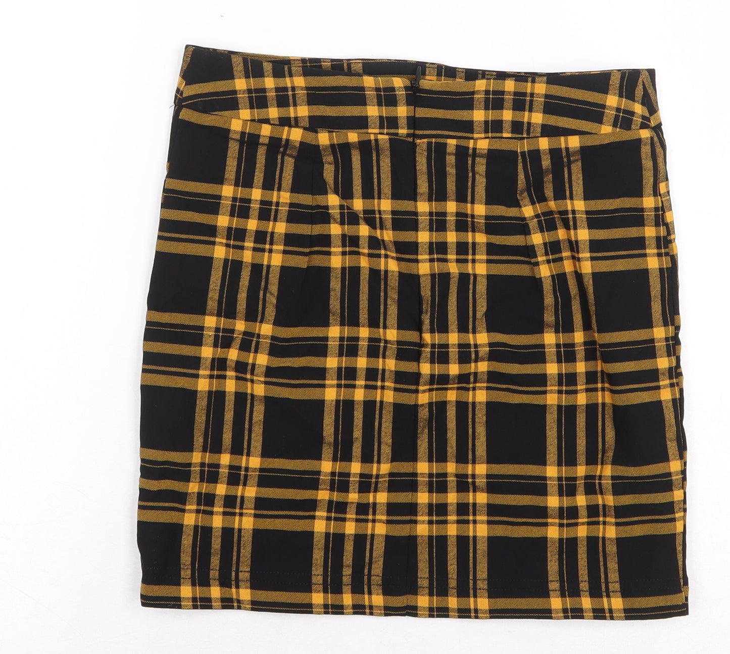 New Look Girls Yellow Plaid Viscose A-Line Skirt Size 10 Years Regular Zip