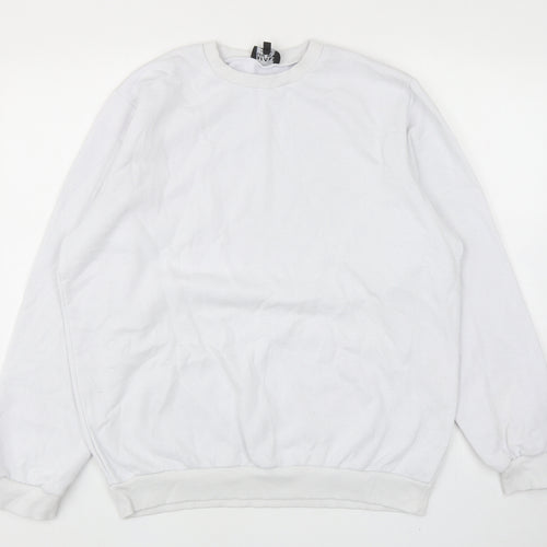 Boohoo Mens White Cotton Pullover Sweatshirt Size L