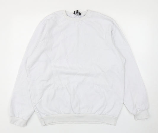 Boohoo Mens White Cotton Pullover Sweatshirt Size L