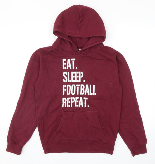 Club Boys Red Cotton Pullover Hoodie Size 12-13 Years Pullover - Eat. Sleep. Football Repeat