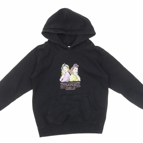 Just Hoods Girls Black Cotton Pullover Hoodie Size 7-8 Years Pullover - Stranger Things