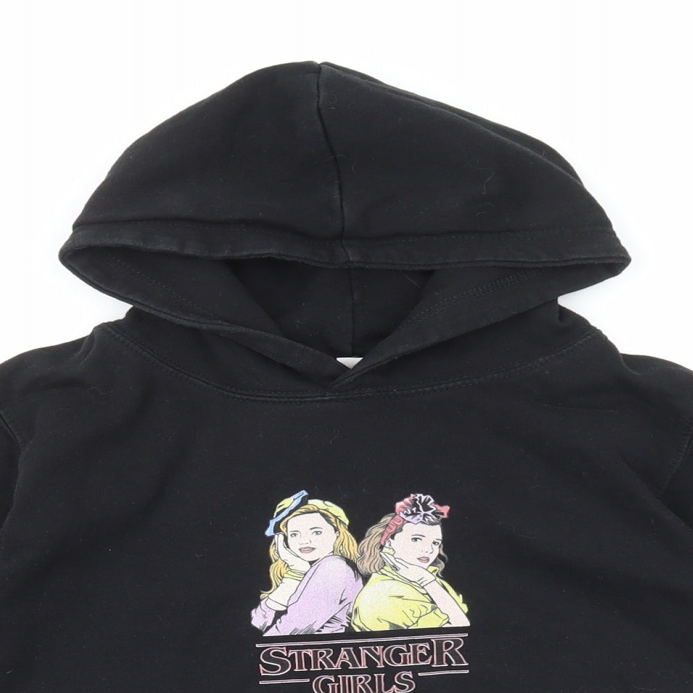 Just Hoods Girls Black Cotton Pullover Hoodie Size 7-8 Years Pullover - Stranger Things