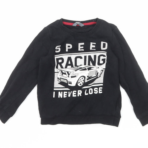 Max Boys Black Cotton Pullover Sweatshirt Size 7-8 Years Pullover - Speed Racing