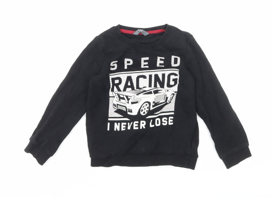 Max Boys Black Cotton Pullover Sweatshirt Size 7-8 Years Pullover - Speed Racing